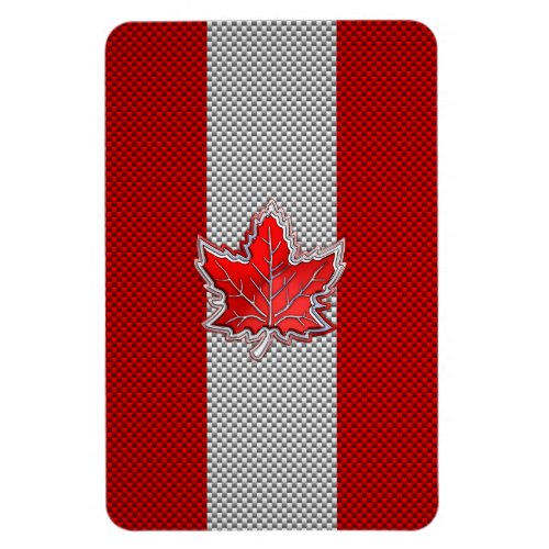 Canadian Red Maple Leaf on Carbon Fiber style Magnet