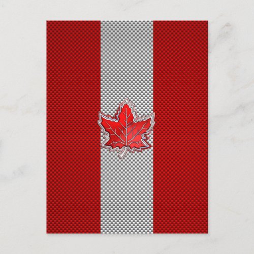 Canadian Red Maple Leaf on Carbon Fiber style Postcard