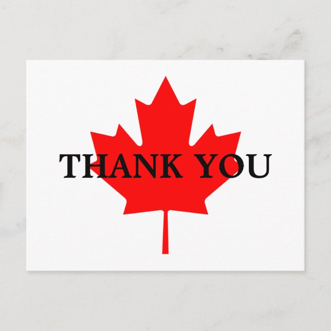 Canadian Red Maple Leaf Thank You Postcard (Front)