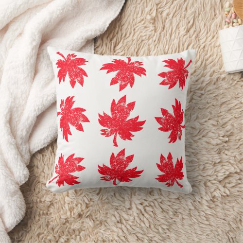 Canadian Red Maple leaves Throw Pillow