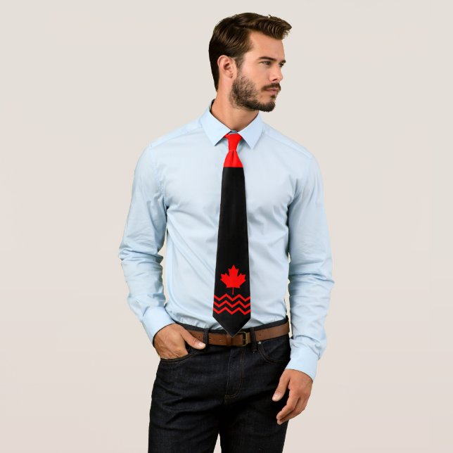 Canadian Red Maple on Black with Chevron Neck Tie (In Situ)