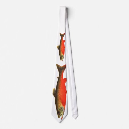 Canadian Red Trout Fish Neck Tie