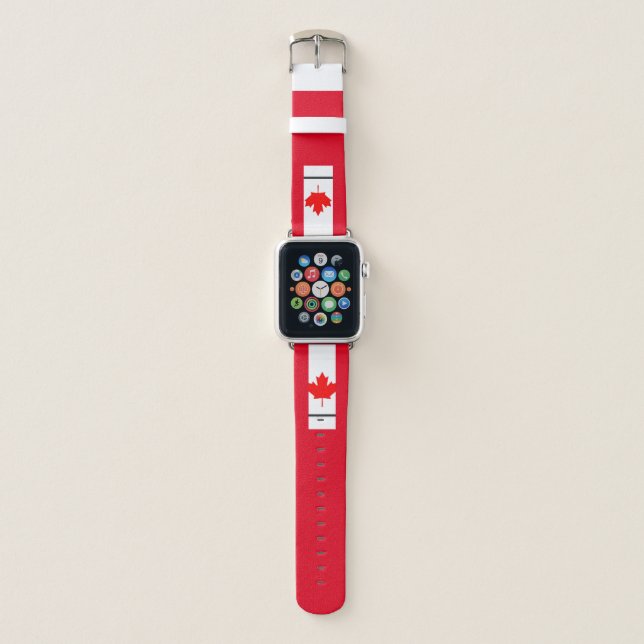 Canadian Red & White Maple Leaf, 38mm & 40mm Apple Watch Band (Front)