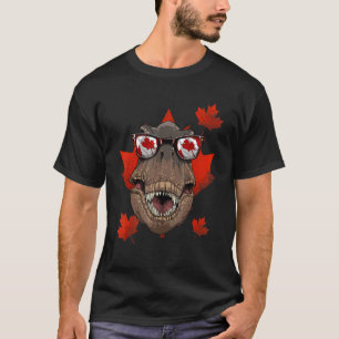 Canadian Rex Maple Tree Leaf Canada Flag Dinosaur T-Shirt