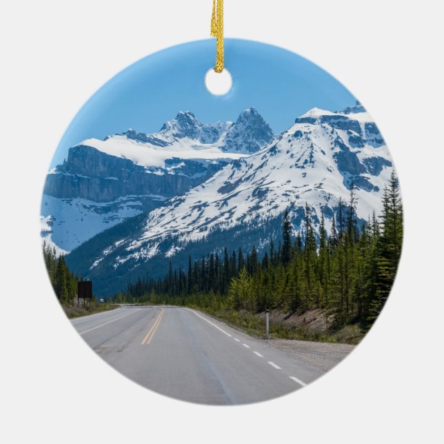 Canadian Rockies - Icefields Parkway Highway 93 Ceramic Ornament (Back)