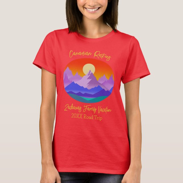 Canadian Rockies Sunset Mountain Family Vacation T-Shirt (Front)