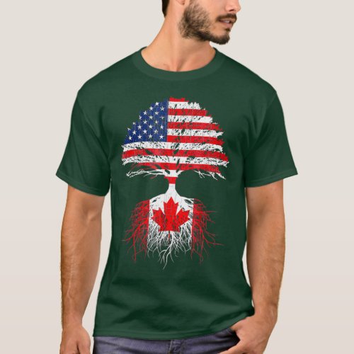 Canadian Roots American Grown Canada Flag Tshirt