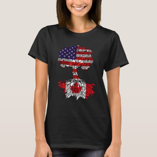 Canadian Roots American Grown Pride Love Usa Flag  T_Shirt