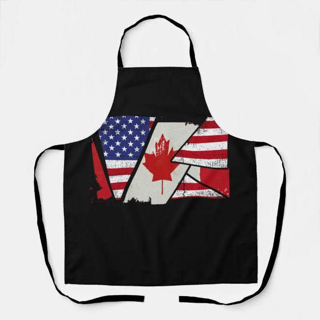 Canadian Roots Half American Flag Canada Apron (Front)