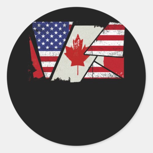 Canadian Roots Half American Flag Canada Classic Round Sticker