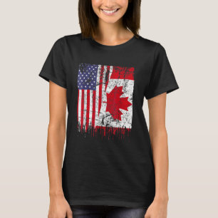 Canadian Roots Half American Flag Canada Day Flag T-Shirt