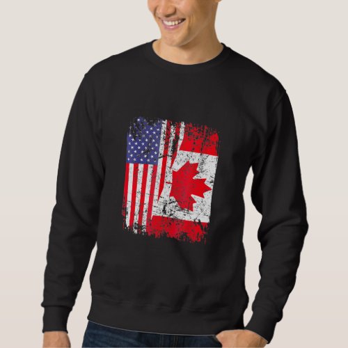 Canadian Roots Half American Flag Canada Sweatshirt