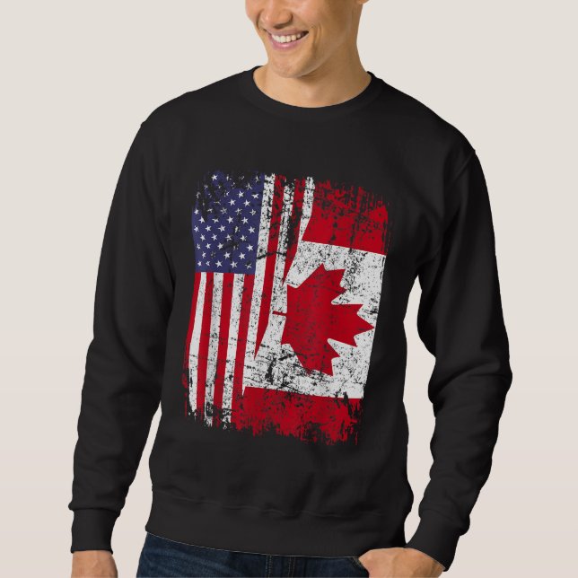 CANADIAN ROOTS Half American Flag CANADA Sweatshirt (Front)