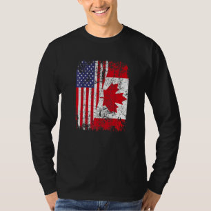 Canadian Roots Half American Flag Canada T-Shirt