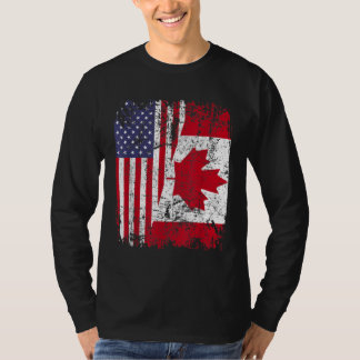 CANADIAN ROOTS Half American Flag CANADA T-Shirt