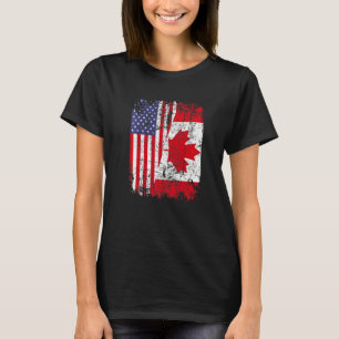 Canadian Roots Half American Flag Canada T-Shirt