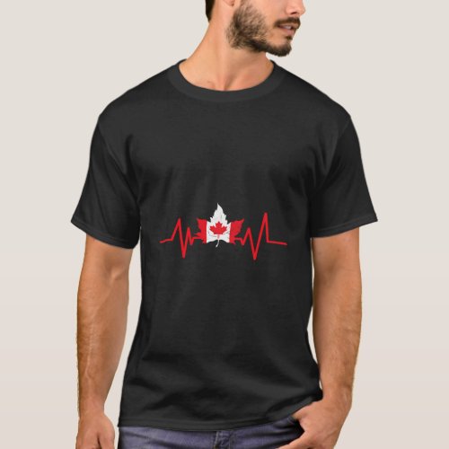 Canadian Roots Heartbeat Line Canadian American T_Shirt