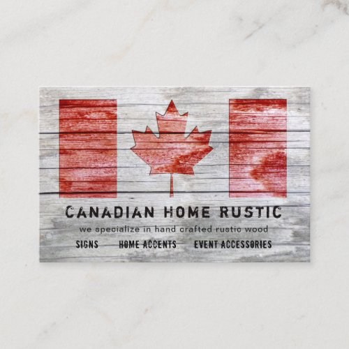 Canadian Rustic Wood Craft Work Theme Canad Flag Business Card