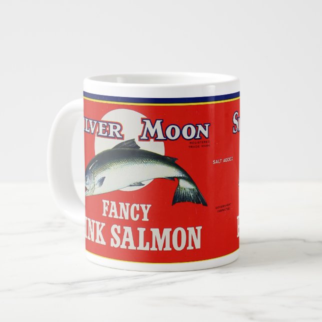 canadian salmon label for canned pink salmon giant coffee mug (Front Left)