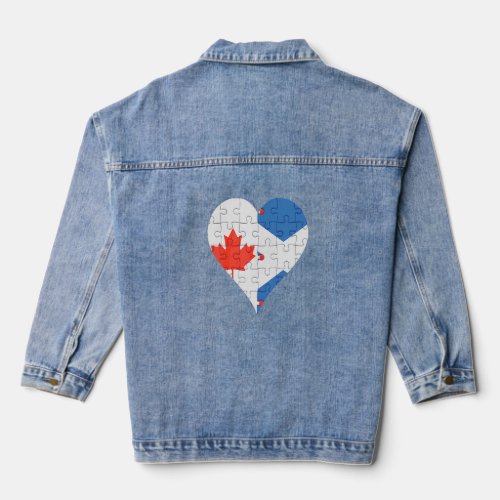 Canadian Scottish Flag Heart  Denim Jacket
