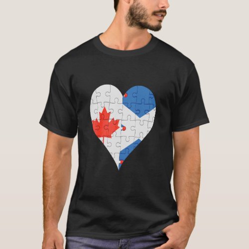 Canadian Scottish Flag Heart  T_Shirt