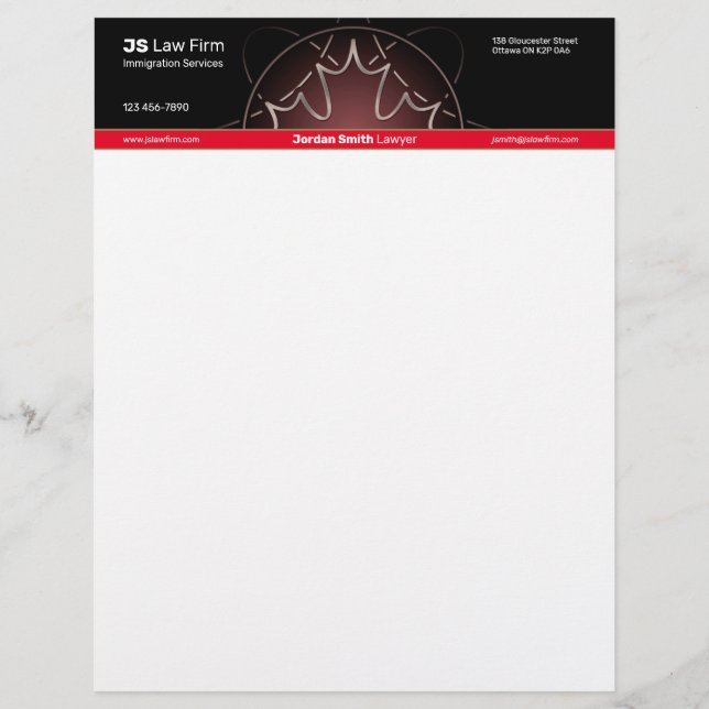 Canadian Services Letterhead (Front)