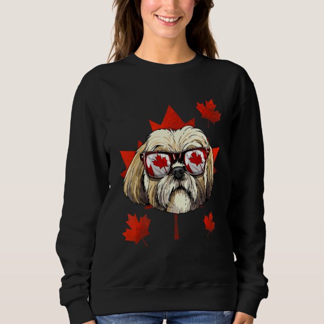 Canadian Shih Tzu Maple Tree Leaf Canada Flag Pet  Sweatshirt (Front)