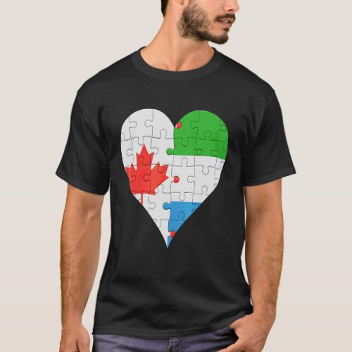 Canadian Sierra Leonean Flag Heart T_Shirt