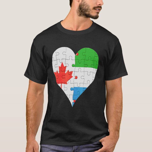 Canadian Sierra Leonean Flag Heart T-Shirt (Front)