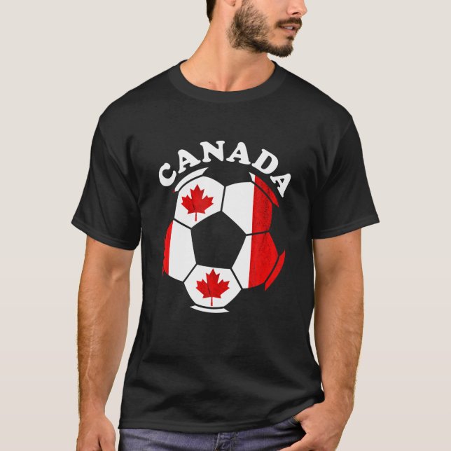 Canadian Soccer Ball Canadian Flag Canadian Pride T-Shirt (Front)