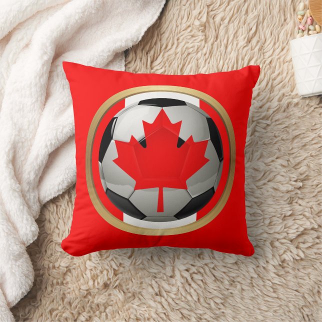 Canadian Soccer Ball Throw Pillow (Blanket)