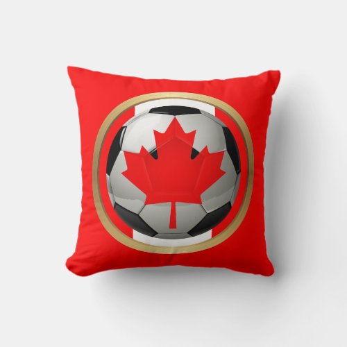 Canadian Soccer Ball Throw Pillow