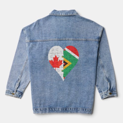 Canadian South African Flag Heart  Denim Jacket