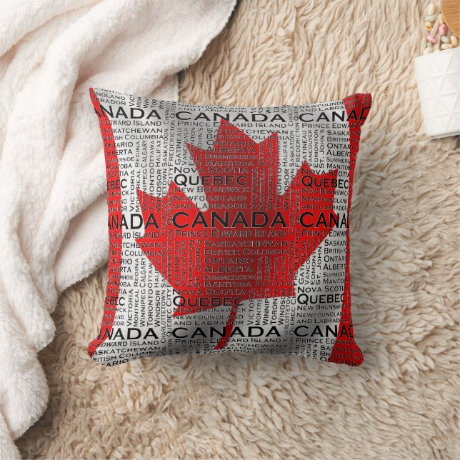 Canadian States & Cities Throw Pillow (Blanket)