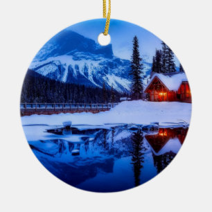 Canadian Sunset, landscape photo at dusk, Ceramic Ornament