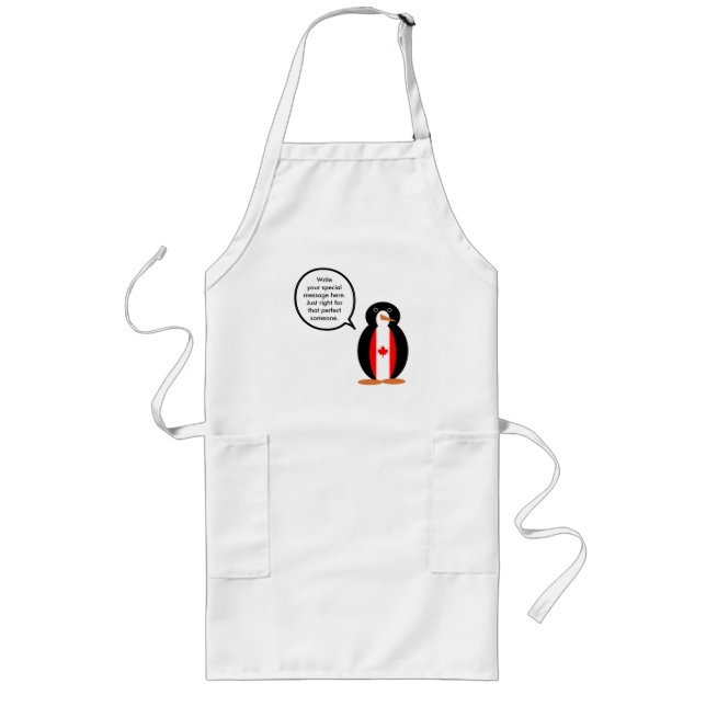Canadian Talking Ms Penguin Personalized  Long Apron (Front)