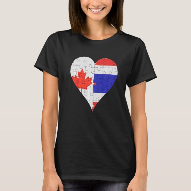 Canadian Thai Flag Heart T-Shirt (Front)