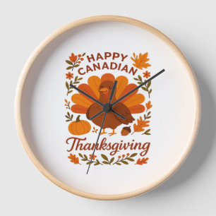 Canadian Thanksgiving Autumn Celebration Classic T Clock
