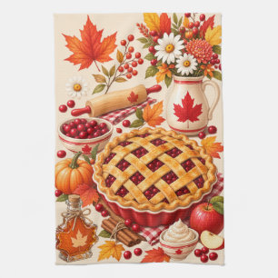 Canadian Thanksgiving Pie Social Kitchen Towel