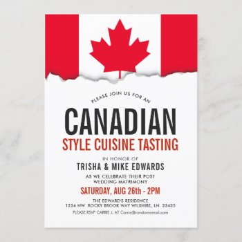 Canadian Themed Cuisine | Party Flag White Invite by HappyPlanetShop at Zazzle