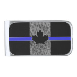 Canadian Thin Blue Line Flag Silver Finish Money Clip