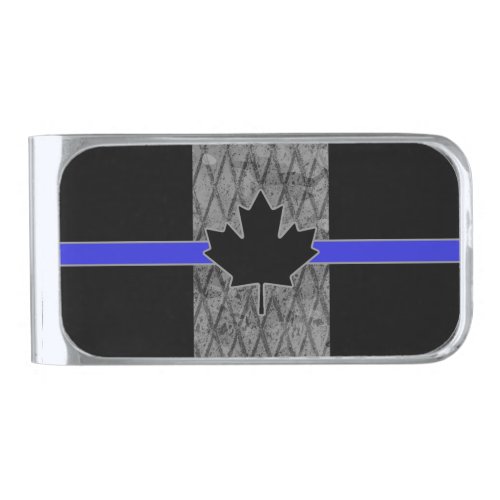 Canadian Thin Blue Line Flag Silver Finish Money Clip