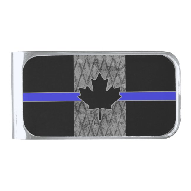 Canadian Thin Blue Line Flag Silver Finish Money Clip (Front)