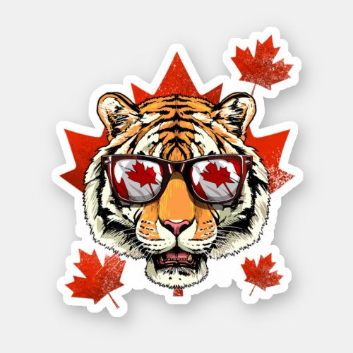 Canadian Tiger Maple Leaf Patriotic Canada Flag P Sticker