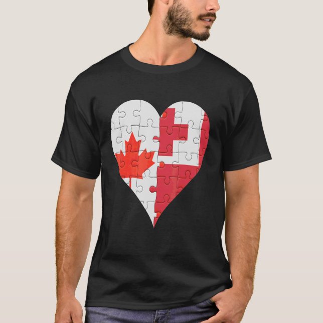 Canadian Togan Flag Heart T-Shirt (Front)