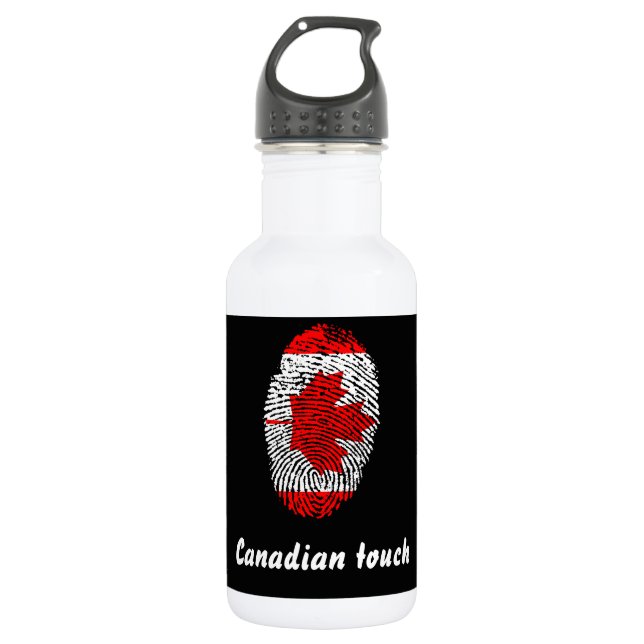 Canadian touch fingerprint flag water bottle (Front)