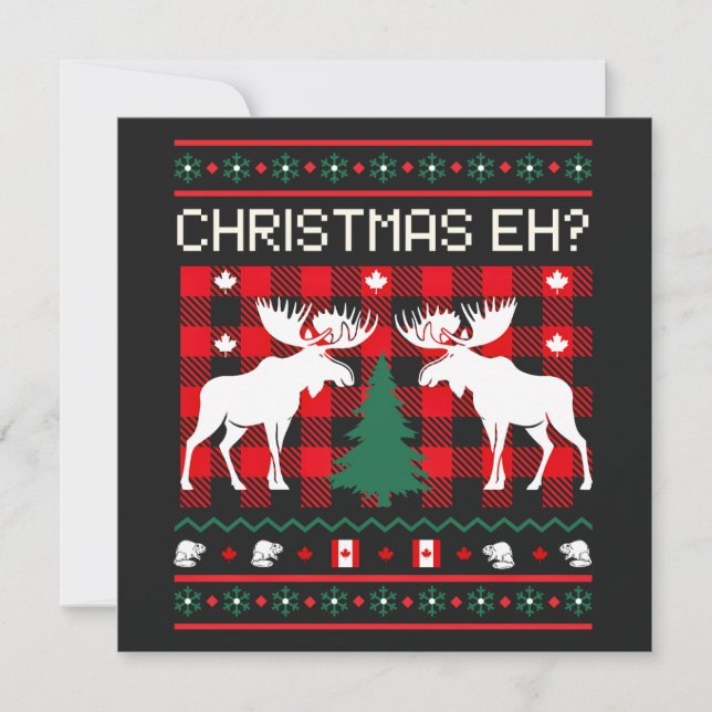 Canadian Ugly Christmas Sweater Design  Holiday Card (Front)