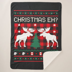 Canadian Ugly Christmas Sweater Design Sherpa Blanket