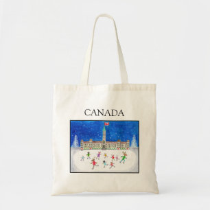 Canadian Winter Ice Skating Animals Canada Gift Tote Bag