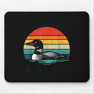 Canadian Wolf Bird Loon Retro Sunset Nature Mouse Pad